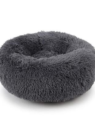 Лежак-пуфик lesko 552201 s dark grey для котів собак круглий лежанка 11 шт.