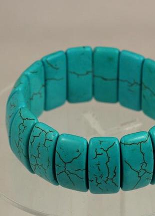 Браслет xuping jewelry імітація бірюзи з чорними прожилками 19 см сріблястий
