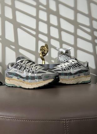 🌺женские кроссовки nike p-6000 grey beige green
