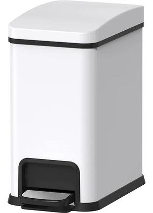 Відро для сміття з плавним закриттям прямокутне koer tc-010108-08 8 л колір білий (kr5592)