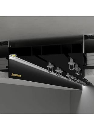 Двухрядный карниз скрытого монтажа 172х53 с led подсветкой черный