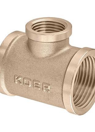 Трійник редукційний koer kf.t100810f.wn - 1"х3/4"х1" fff без нікелю (mx1531)