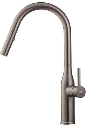 Смеситель кухонный с выдвижным изливом koer ki-70004-07 (нерж. сталь) (kr3387)