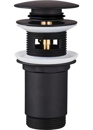 Донний клапан для раковини koer pw-07-05 1 1/4'' з переливом автоматичний сlick-сlack (колір чорн) (kr5785)
