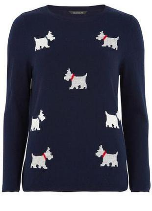 Свитер кофта с собаками шерсть bonmarche