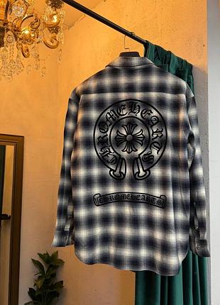 Сіра сорочка у клітинку chrome hearts