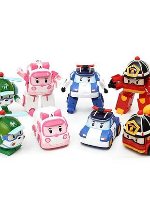 Набір фігурок робокар полі. машинки-трансформери робокар полі 4 шт. ігрові фігурки robocar poli 4