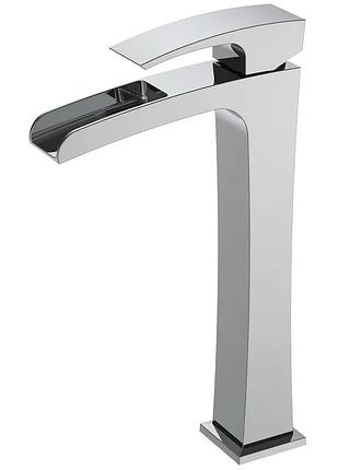 Змішувач для умивальника koer kb-15007-01 високий водоспад (колір хром) (kr3448)