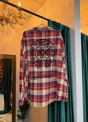 Сорочка у клітинку червоно синя chrome hearts