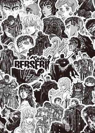 Черно белые наклейки из аниме берсерк гатс манга стикеры berserk anime behelit manga метка клеймо жертвы гриффит стикер пак