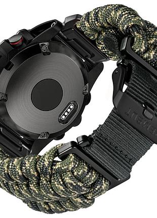 Ремінець для годинника hemsut hga145 rugged paracord garmin army green 22 mm