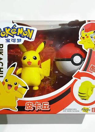 Игрушка пикачу трансформер с покеболом — набор pokemon pikachu pokeball для фанатов вселенной покемонов