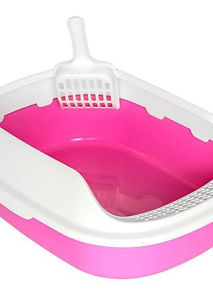 Туалет для кішок із лопаткою taotapets 226611 pink 40х29х13.5 см 1 шт.