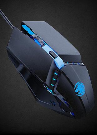 Игровая проводная мышка с подсветкой resteq, 1600 dpi, usb, черная — эргономичная компьютерная мышь для игр и работы