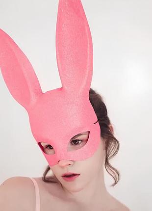 Милые уши зайца resteq — маска кролика playboy розового цвета с блестящим покрытием, размер 36 см, аксессуар для вечеринок,