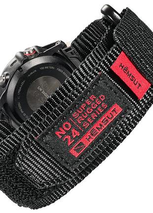 Ремінець для годинника hemsut hs121 super strong nylon garmin black 20 mm