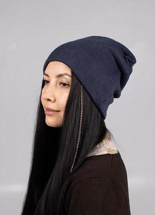 Шапка чулок из ангоры утеплённая на зиму d.hats серая