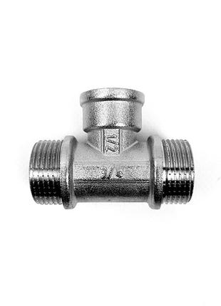 Тройник 3/4"н-1/2"в-3/4"н никель nrf