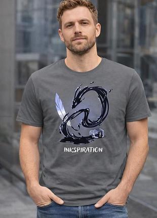 Чоловіча футболка з принтом inkspiration, сіра великі розміри 3xl