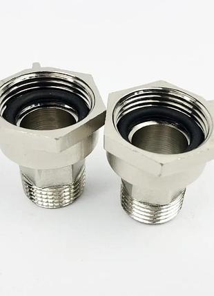 Гайка + штуцер счетчика 1/2" х 3/4" никель (пара) nrf