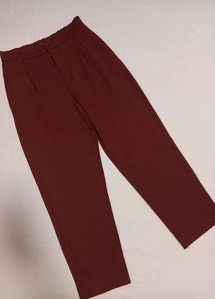 Классные брендовые брюки zara штаны кэжуал терракотового цвета с защипами