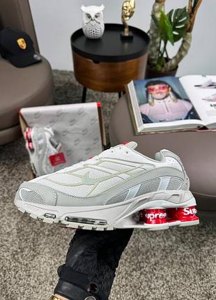 🌺жіночі кросівки nike x supreme shox ride 2 sp grey white red