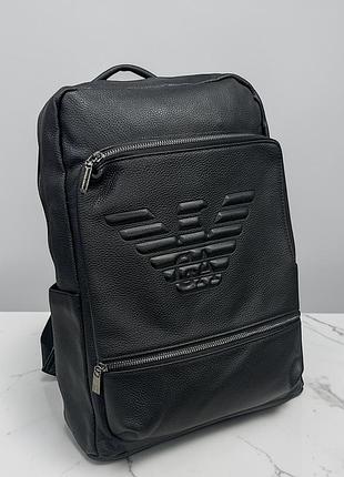 Кожаный черный большой рюкзак armani