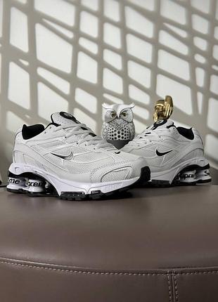 🌺женские кроссовки nike x supreme shox ride 2 sp white black