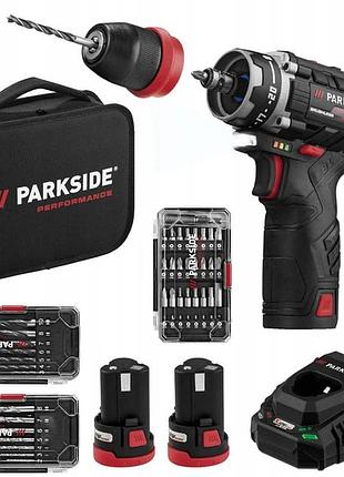 Аккумуляторная дрель-шуруповерт parkside performance pbspa 12 e4 + аксессуари