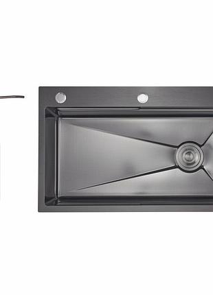 Lidz handmade h7545b мийка для кухні інтегрована decor black pvd honeycomb 3,0/1,0 мм ldh7545bdecpvd48373