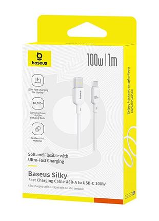 Дата кабель baseus silky series os fast charging usb to type-c 100w (1m) (p10377703) moon white 5