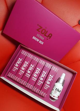 Zola набір хни 10гр з 6шт базових кольорів + масло 15мл / alla zayats