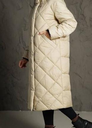 Пальто / куртка зимнее nolvit биопух беж l, xl теплое женское