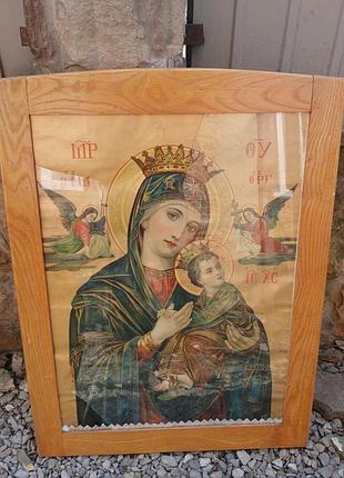 Старая польская икона богородицы печать на бумаге.