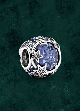 Серебряная бусина шарм "синее небо и блестящие звезды" pandora (пандора) 7992094101