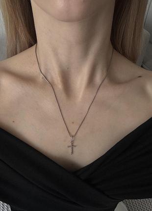 Підвіска з хрестиком срібна срібний ланцюжок з хрестиком