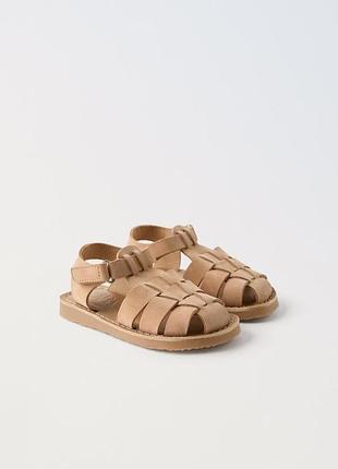 Сандалі zara, босоніжки zara, шкіряні дитячі сандалі zara
