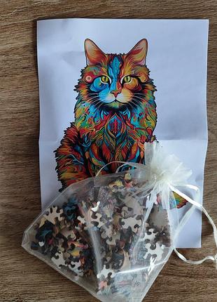 Деревянная головоломка, кот, 5