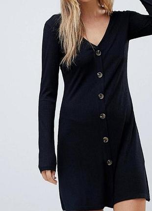 Сукня плаття pull&bear чорна кльош в рубчик віскоза 2
