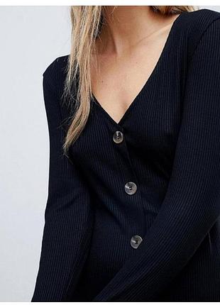 Сукня плаття pull&bear чорна кльош в рубчик віскоза 3