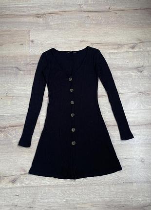 Сукня плаття pull&bear чорна кльош в рубчик віскоза 4
