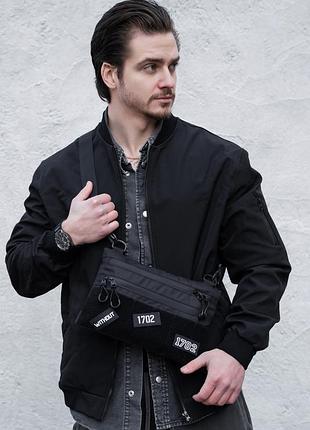 Чоловіча сумка через плече для патчів without brick patch black 5