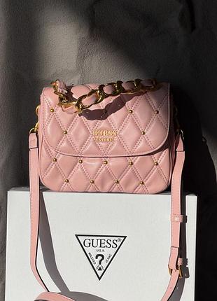Сумка guess triana flap shoulder розовый