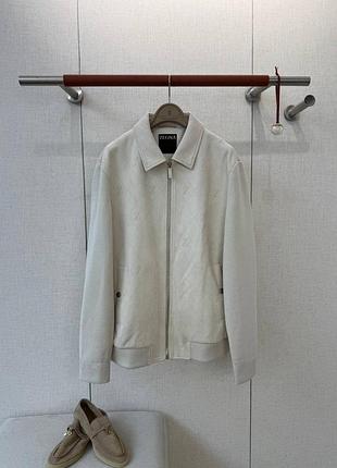 Куртка чоловіча zegna, жакардовий візерунок, молочний колір, m-3xl