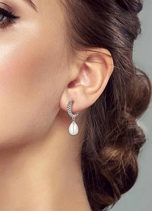 Сережки срібні 925 проба з підвіскою перлини