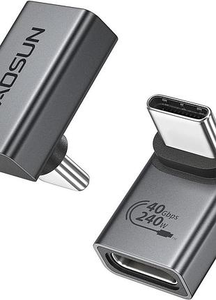 Xaosun - адаптер usb-c 90 градусів – прямокутний, 240 вт, 40 гбіт/с, thunderbolt 4 для macbook, телефону, steam deck, switch