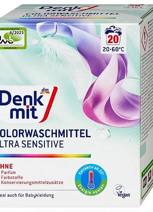 Пральний порошок для кольорових та делікатних тканин denkmit ultra sensitive, 1,35 кг, 20 прань – безпечне прання для чутливої