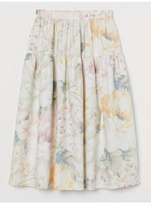 Юбка h&m  в цветочный принт  р. l