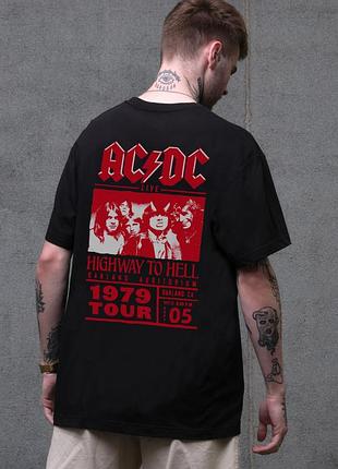 Чоловіча оверсайз футболка without з принтом acdc black