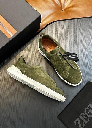 Кросівки, сліпони чоловічі zegna, натуральна замша, різних кольорів, 39-45